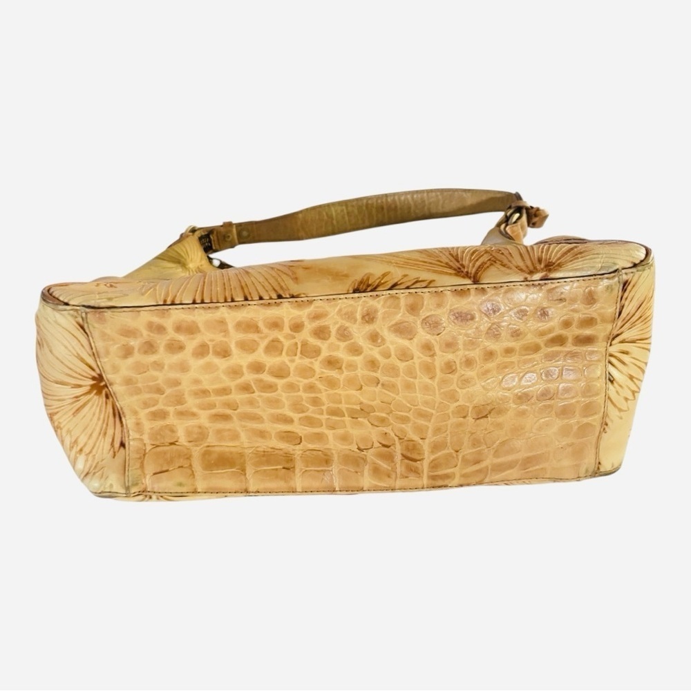 Brahmin Tan Tahiti Palm leaf and Crocodile embossed Shoulder Bag Rare Htf - Picture 11 of 14